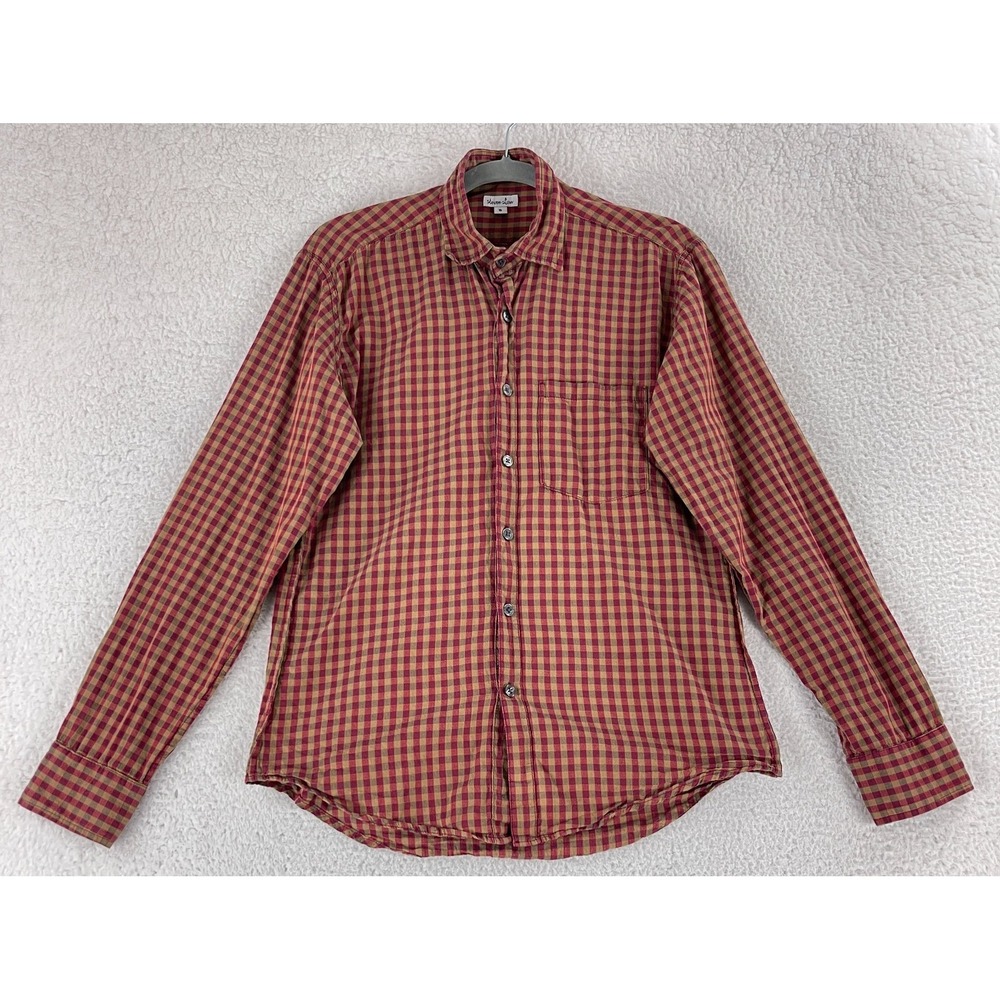 Steven Alan Button-Up Shirt Mens Small‎ Red Check Print Long Sleeve Cotton USA